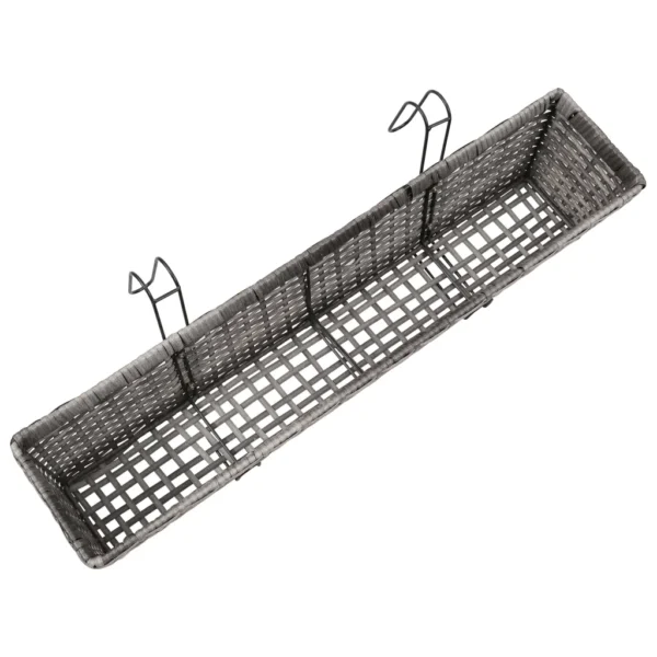 Balkon-Hochbeet 2 Stk. 80 cm Grau Poly Rattan – Bild 3