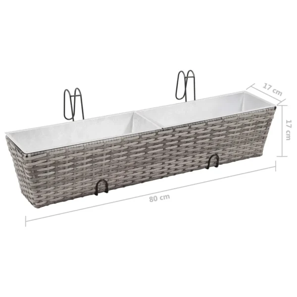 Balkon-Hochbeet 2 Stk. 80 cm Grau Poly Rattan – Bild 2