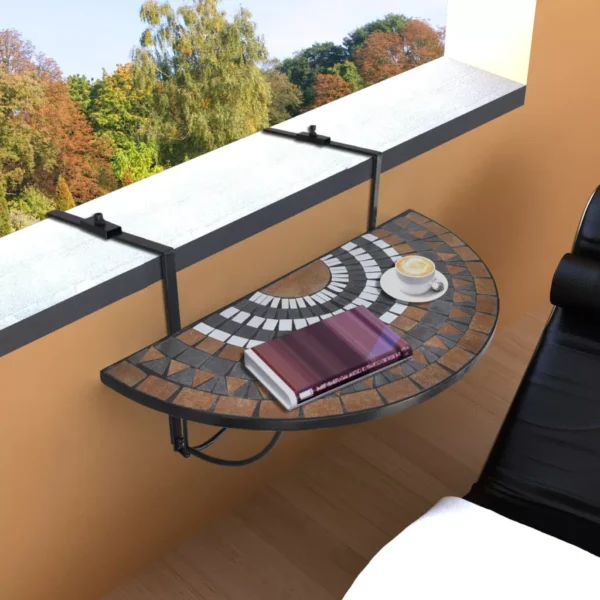 Balkonhängetisch Terracotta und Weiß Mosaik – Bild 6