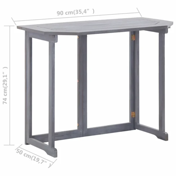 Klappbarer Balkontisch 90 x 50 x 74 cm Massivholz Akazie – Bild 2