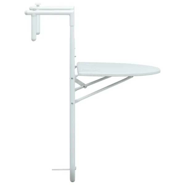 Balkonhängetisch Weiß 60 x 64 x 83,5 cm Kunststoff Rattanoptik – Bild 8