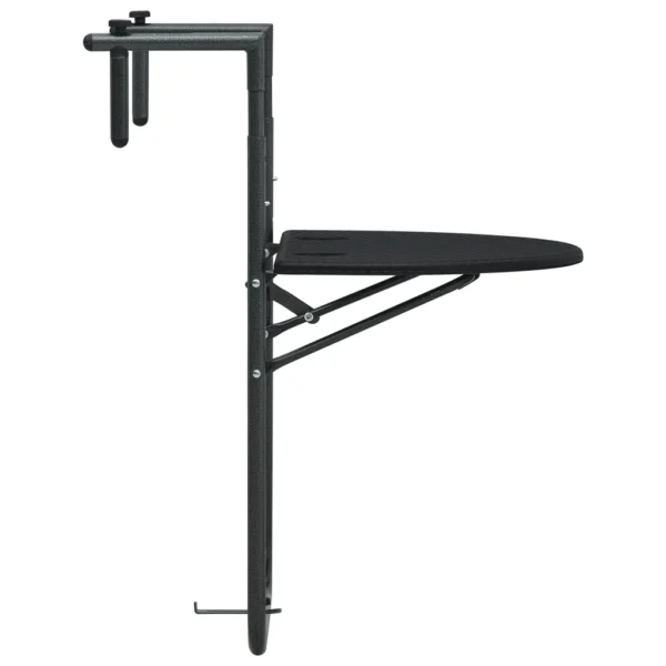 Balkonhängetisch Schwarz 60x64x83,5 cm Kunststoff Rattanoptik – Bild 8