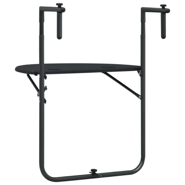 Balkonhängetisch Schwarz 60x64x83,5 cm Kunststoff Rattanoptik – Bild 7