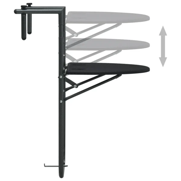 Balkonhängetisch Schwarz 60x64x83,5 cm Kunststoff Rattanoptik – Bild 6