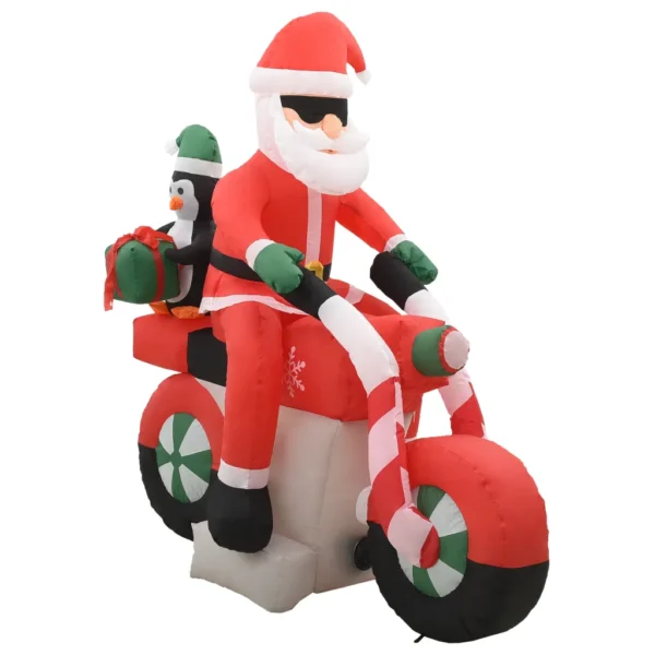 Aufblasbarer Weihnachtsmann auf Motorrad LED 160 cm – Bild 2