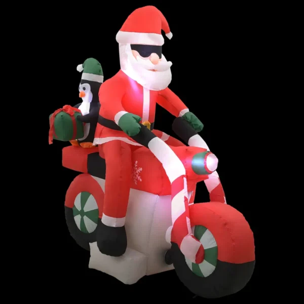 Aufblasbarer Weihnachtsmann auf Motorrad LED 160 cm – Bild 3