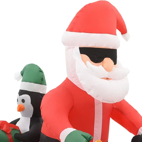 Aufblasbarer Weihnachtsmann auf Motorrad LED 160 cm – Bild 6