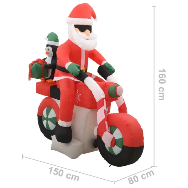 Aufblasbarer Weihnachtsmann auf Motorrad LED 160 cm – Bild 9