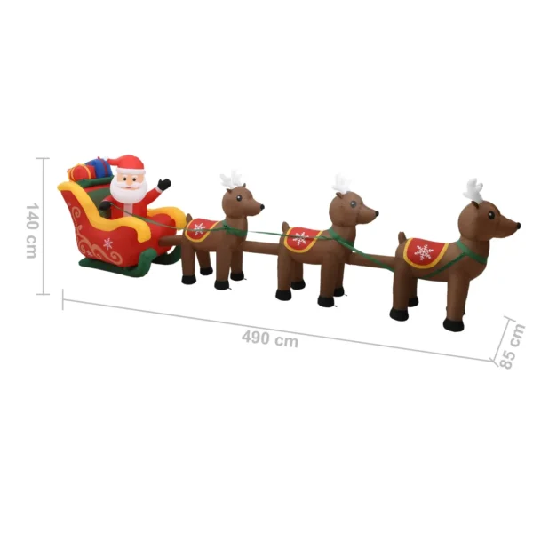 Aufblasbarer Weihnachtsmann mit Rentieren LED 490 cm – Bild 9