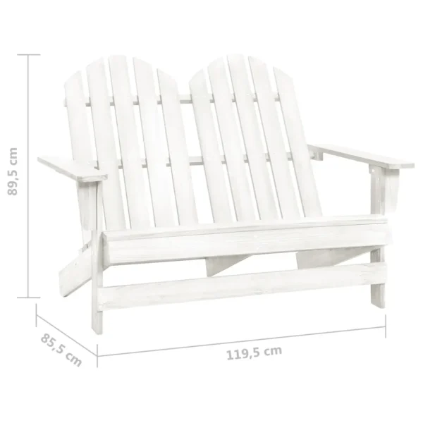 Gartenbank Adirondack Massivholz Tanne Weiß – Bild 6