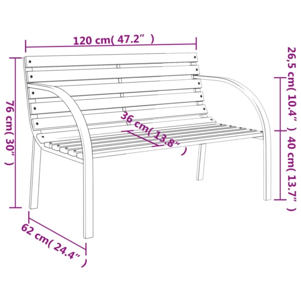 Gartenbank Holz und Eisen (120 cm) – Bild 8