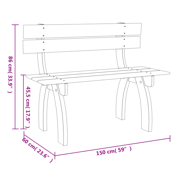 Gartenbank Kiefernholz Imprägniert (150 cm) – Bild 5