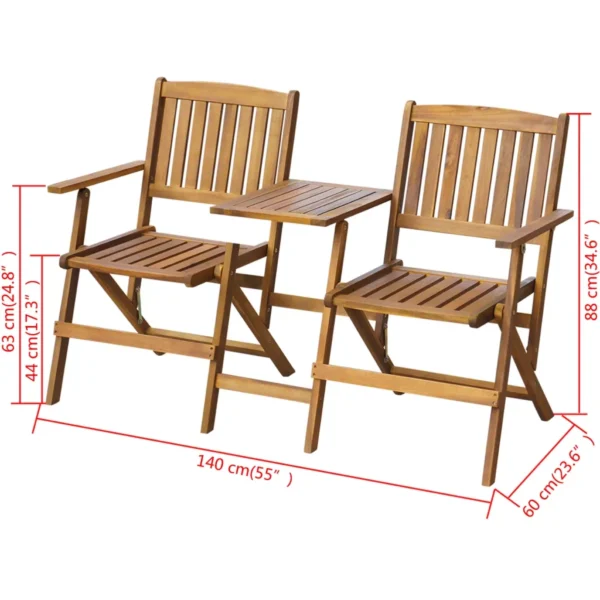 Gartenbank Klappbar Massivholz Akazie (140 cm) – Bild 4