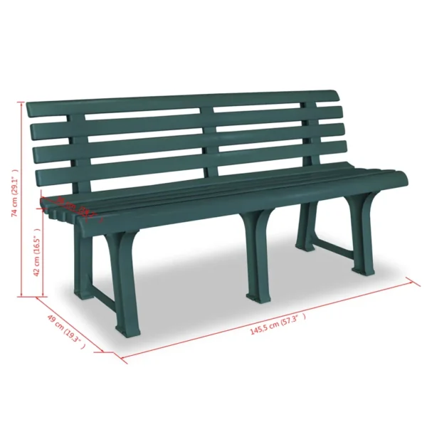 Gartenbank Kunststoff Grün (145,5 cm) – Bild 6
