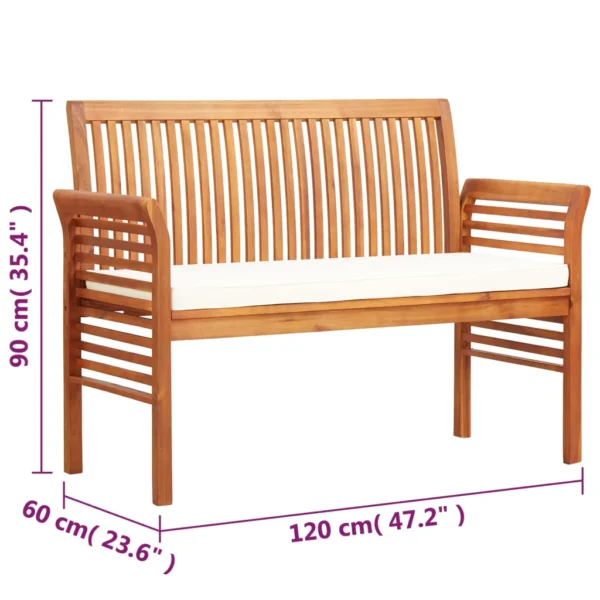 Gartenbank Massivholz Akazie (120 cm) – Bild 7
