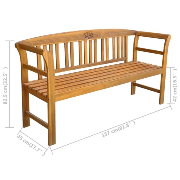 Gartenbank Massivholz Akazie (157 cm) – Bild 5