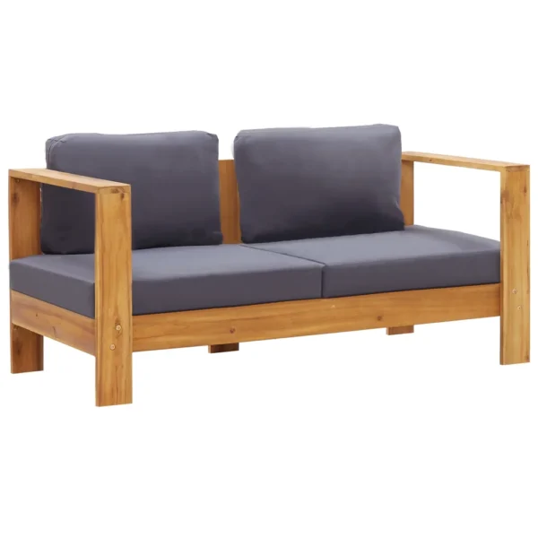Gartenbank Massivholz Akazie Grau mit Auflagen (140 cm)