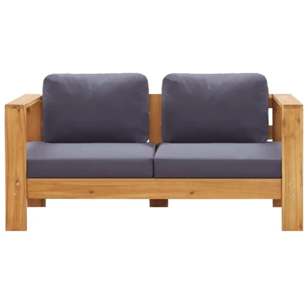 Gartenbank Massivholz Akazie Grau mit Auflagen (140 cm) – Bild 2