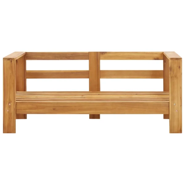 Gartenbank Massivholz Akazie Grau mit Auflagen (140 cm) – Bild 5