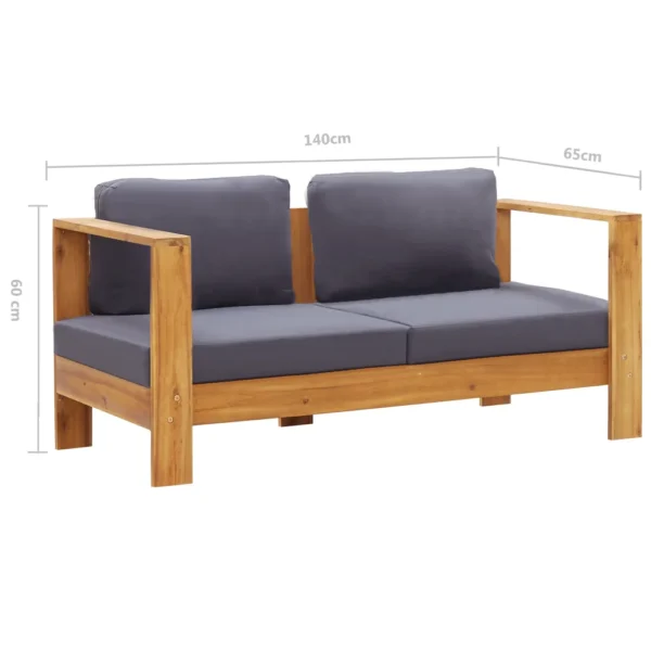 Gartenbank Massivholz Akazie Grau mit Auflagen (140 cm) – Bild 7