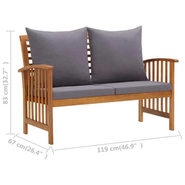 Gartenbank Massivholz Akazie Kissen Dunkelgrau (119 cm) (Kopie) – Bild 7