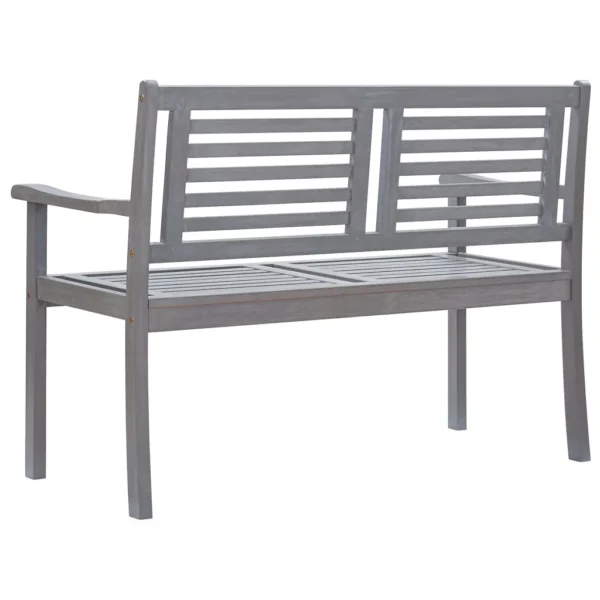Gartenbank Massivholz Eukalyptus Grau (120 cm) – Bild 3