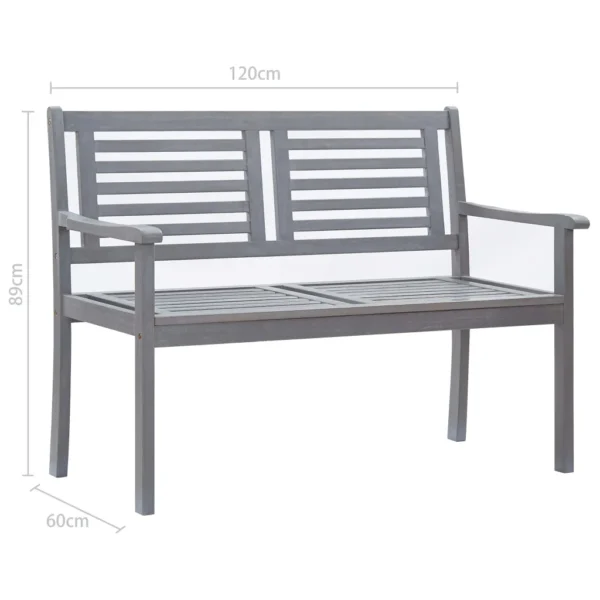 Gartenbank Massivholz Eukalyptus Grau (120 cm) – Bild 6