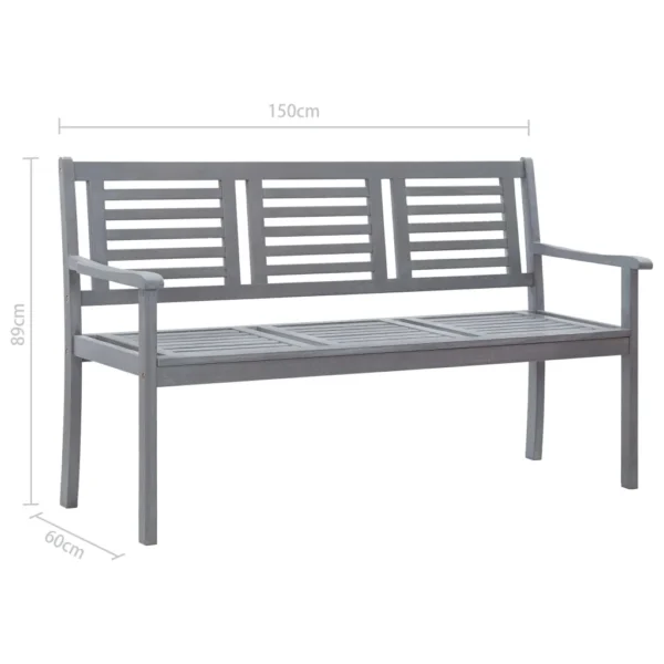 Gartenbank Massivholz Eukalyptus Grau (150 cm) – Bild 7