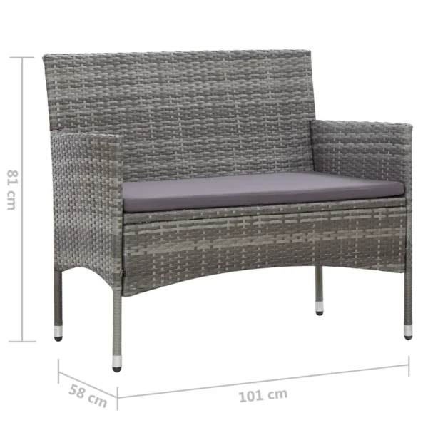 Gartenbank Poly Rattan Grau (105 cm) – Bild 6
