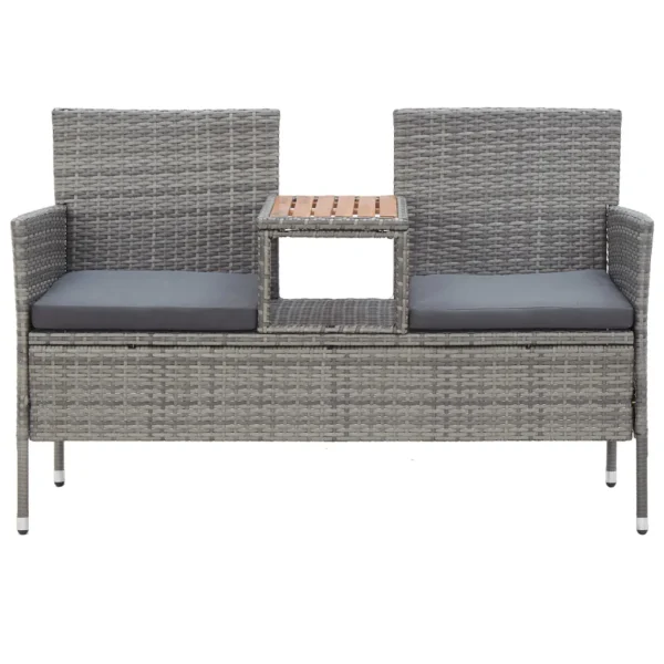 Gartenbank Poly Rattan Grau mit Teetisch (143 cm) – Bild 2