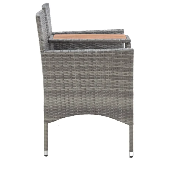 Gartenbank Poly Rattan Grau mit Teetisch (143 cm) – Bild 3