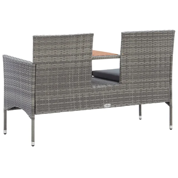 Gartenbank Poly Rattan Grau mit Teetisch (143 cm) – Bild 4
