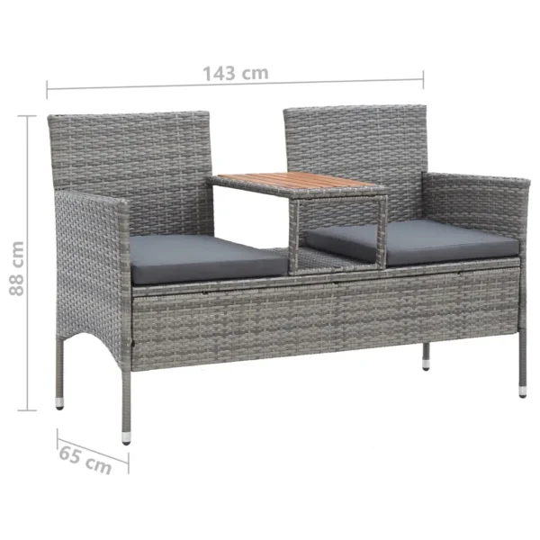 Gartenbank Poly Rattan Grau mit Teetisch (143 cm) – Bild 6