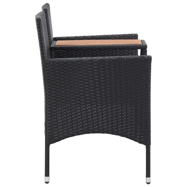 Gartenbank Poly Rattan Schwarz mit Teetisch (143 cm) – Bild 3
