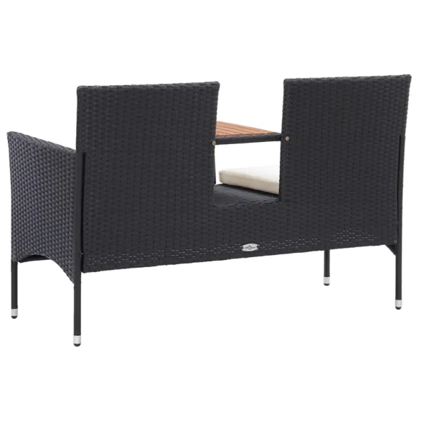 Gartenbank Poly Rattan Schwarz mit Teetisch (143 cm) – Bild 4