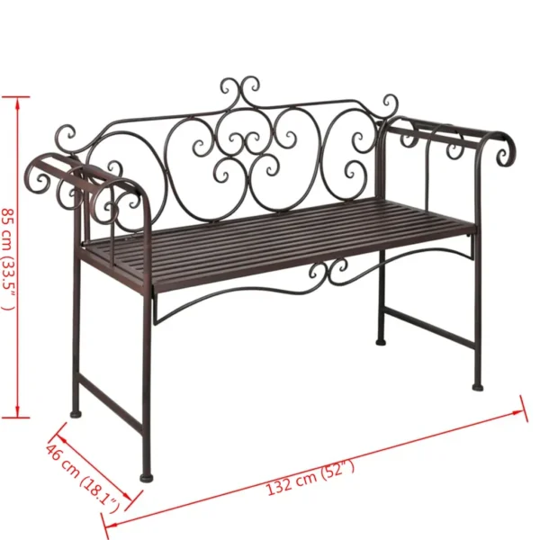 Gartenbank Stahl Antik Braun (132 cm ) – Bild 5