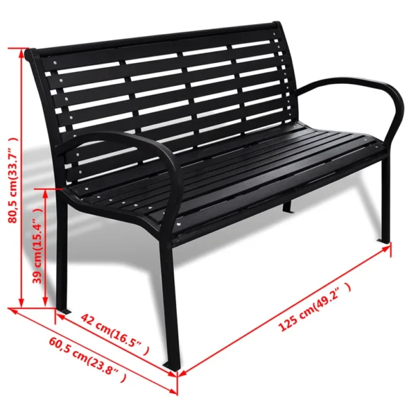 Gartenbank Stahl und WPC (125 cm) – Bild 5