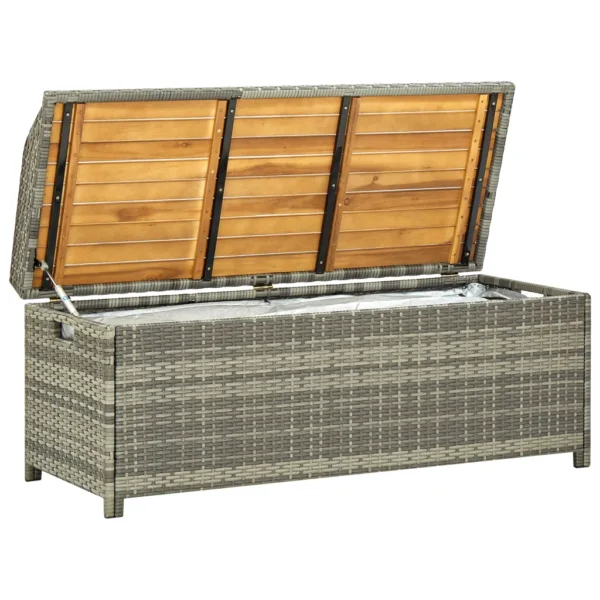 Gartenbank mit Stauraum Poly Rattan Grau (120 cm) – Bild 2