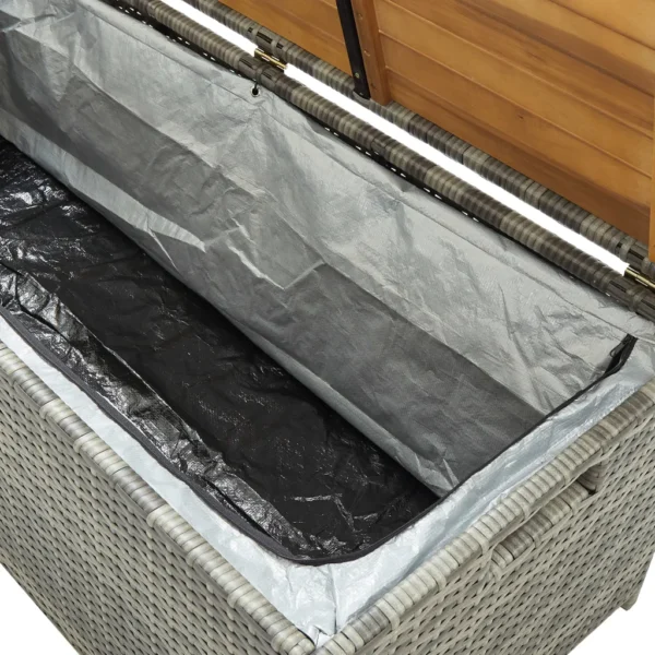 Gartenbank mit Stauraum Poly Rattan Grau (120 cm) – Bild 7