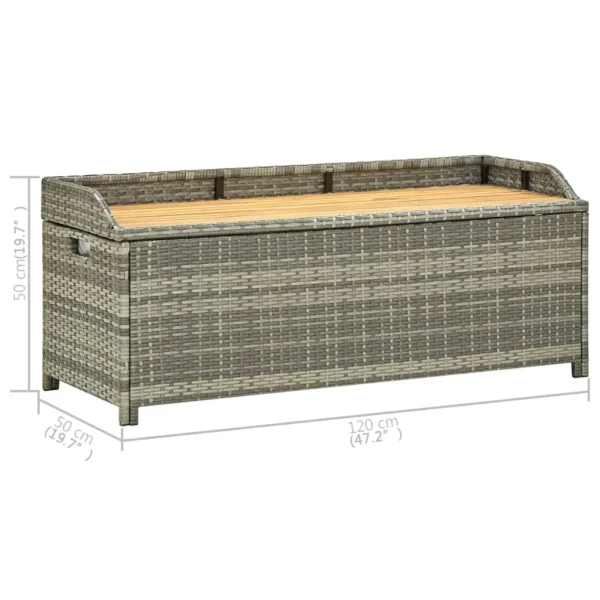 Gartenbank mit Stauraum Poly Rattan Grau (120 cm) – Bild 8