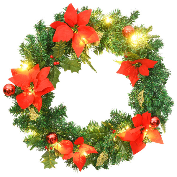 Weihnachtskranz 60 cm Grün-Rot mit LED-Leuchten – Bild 2
