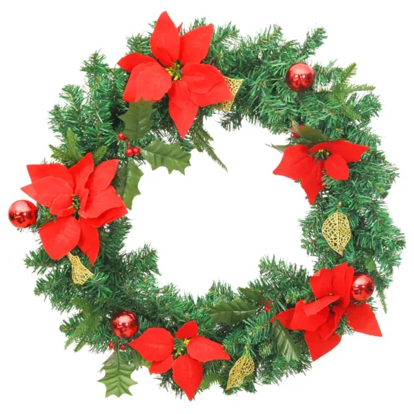 Weihnachtskranz 60 cm Grün-Rot mit LED-Leuchten – Bild 3