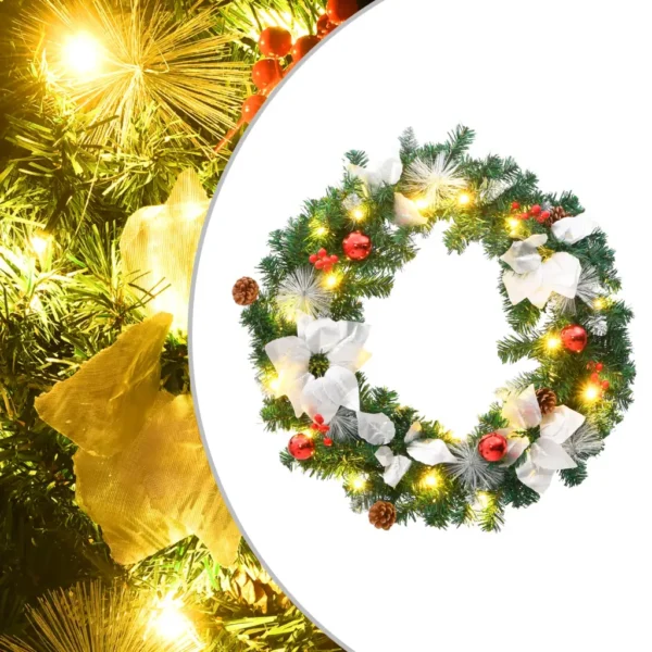 Weihnachtskranz 60 cm Grün mit LED-Leuchten