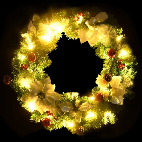 Weihnachtskranz 60 cm Grün mit LED-Leuchten – Bild 4