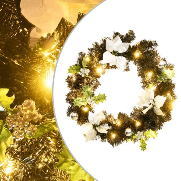 Weihnachtskranz 60 cm Schwarz mit LED-Leuchten
