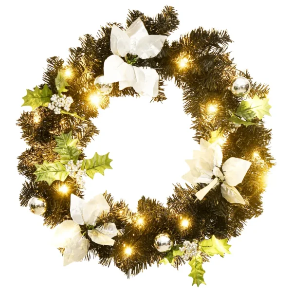 Weihnachtskranz 60 cm Schwarz mit LED-Leuchten – Bild 2