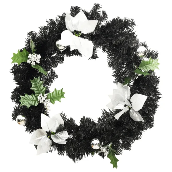 Weihnachtskranz 60 cm Schwarz mit LED-Leuchten – Bild 3