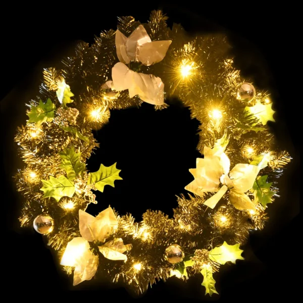 Weihnachtskranz 60 cm Schwarz mit LED-Leuchten – Bild 4
