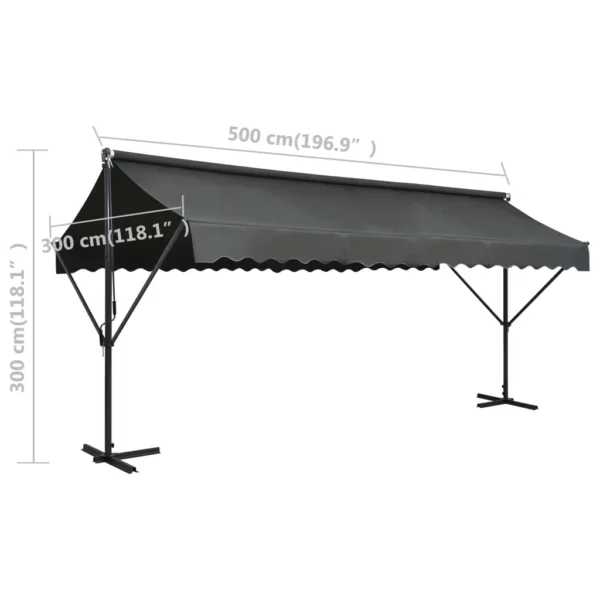 Freistehende Markise 500 x 300 cm Anthrazit – Bild 8