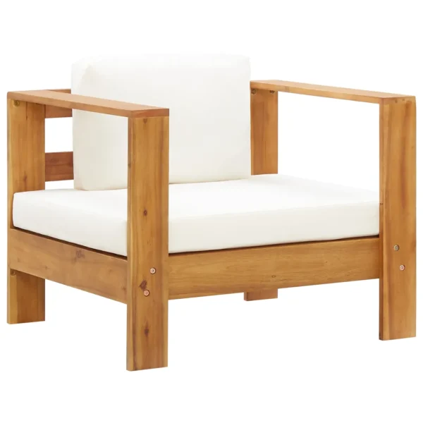 Gartenstuhl Massivholz Akazie mit Auflagen Creme